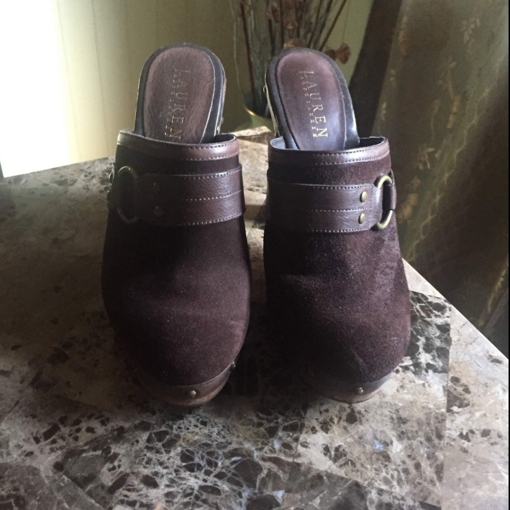Ralph Lauren Suede heel mules